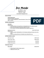 Joe Menke Resume