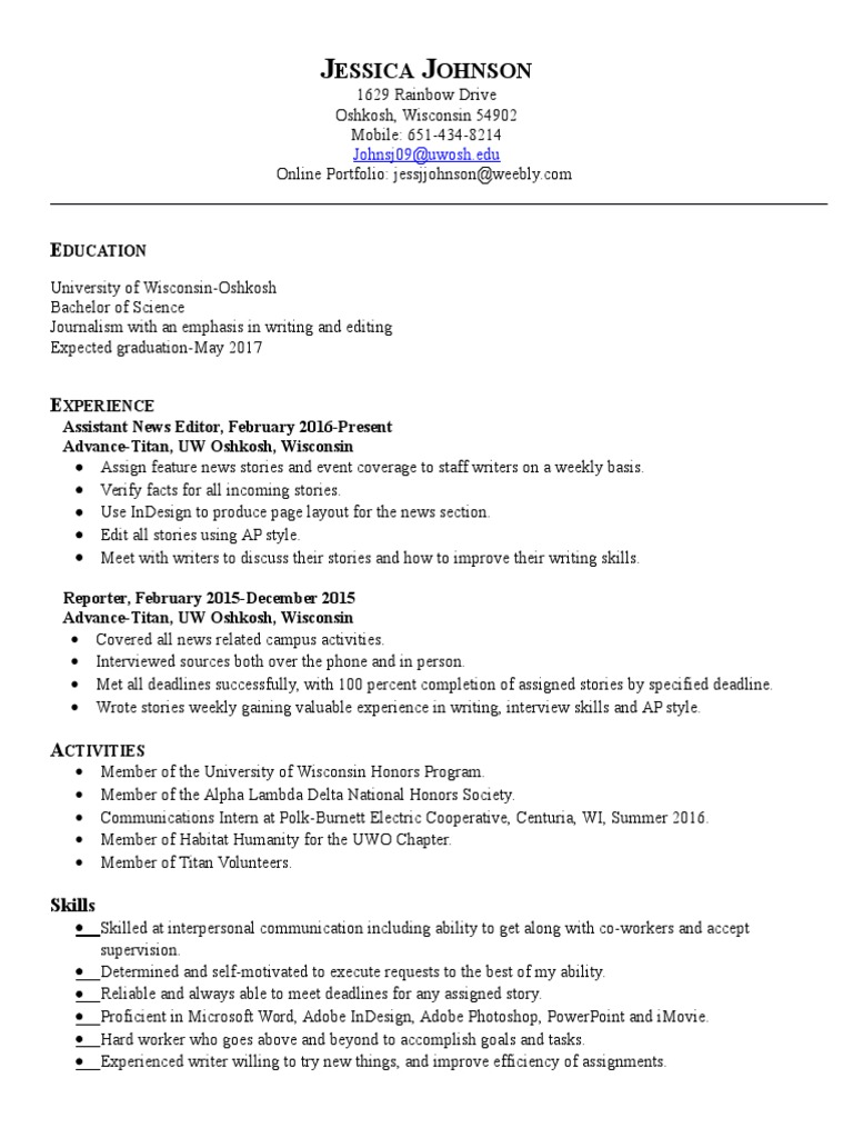 Jessica Johnson's Journalism Portfolio | PDF