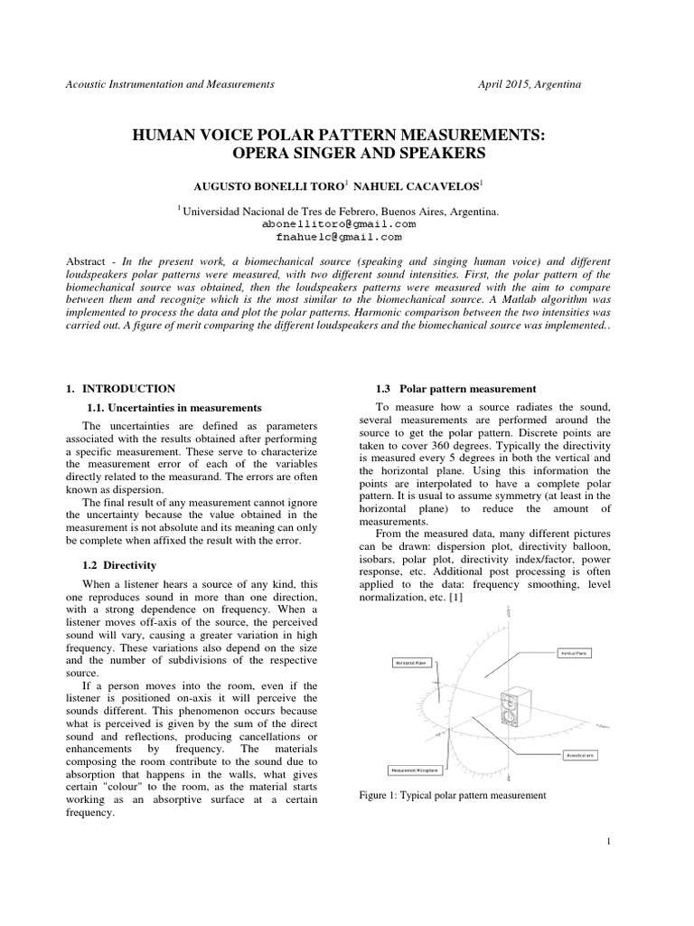 Human Voice and Speaker Polar Patterns | PDF | Microphone | Sound