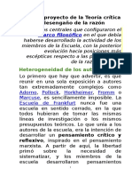 Del Proyecto de La Teoría Crítica Al Desengaño de La Razón