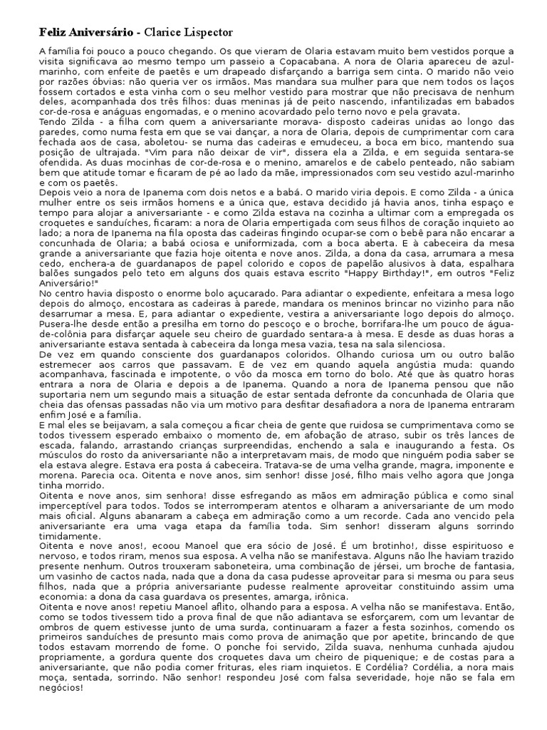 Feliz Aniversário Clarice Lispector | PDF