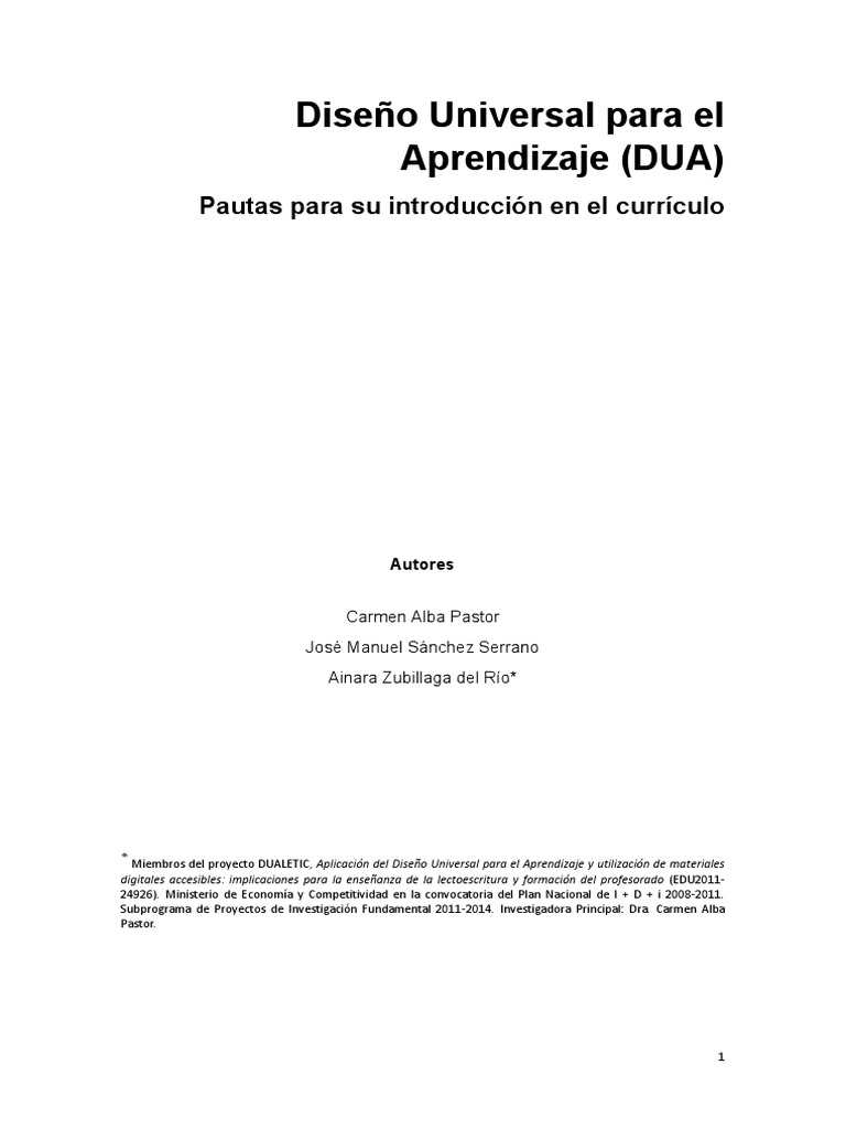 Pautas para el Diseño Universal en Currículo | PDF