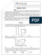 IIT JEE - Mains Model Test Paper - 1 (Physics, Chemistry, Maths)