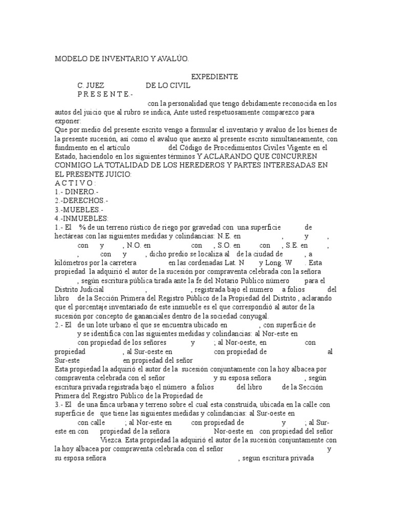 MODELO DE INVENTARIO Y AVALÚO
