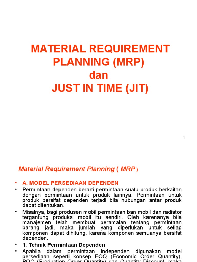 10 Material Requirement Planning Mrp