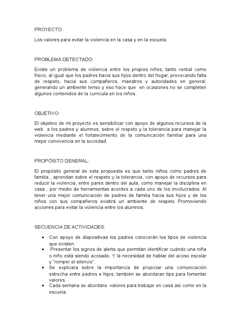 Valores para Reducir la Violencia Escolar | PDF | Violencia | Comunicación