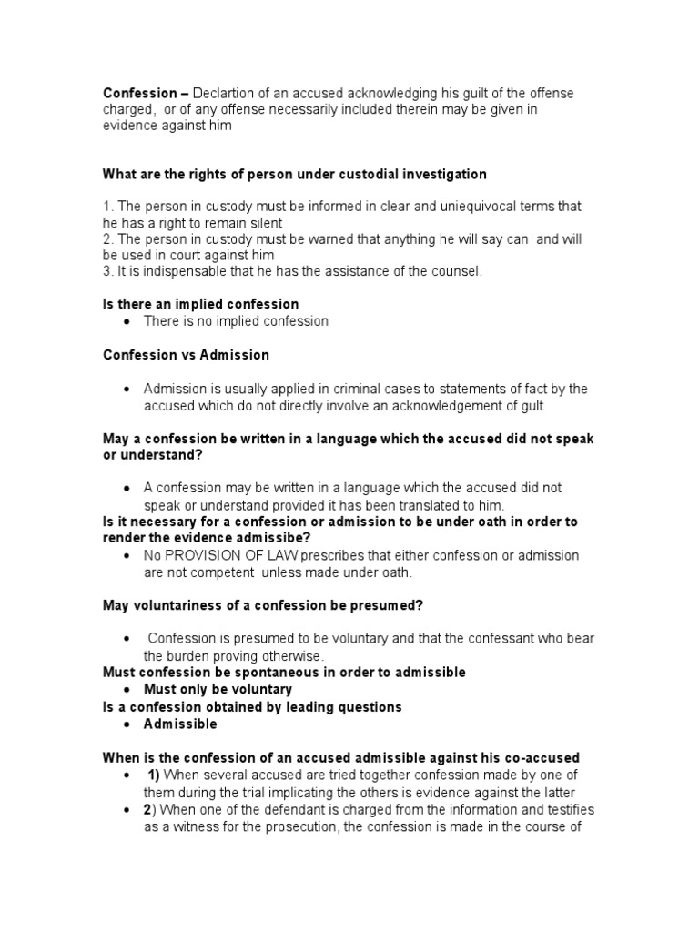 Admissibility of Confessions in Court | PDF | Confession (Law) | Evidence
