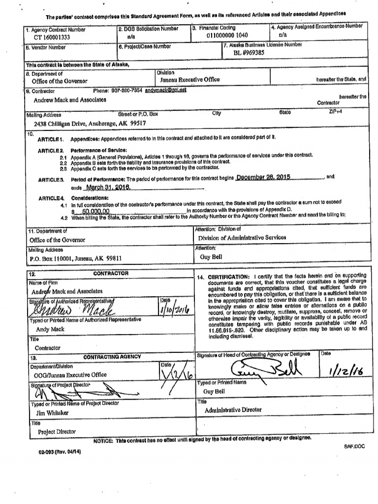 Governor's $12,500/month Contract With North Slope Energy Expert | PDF
