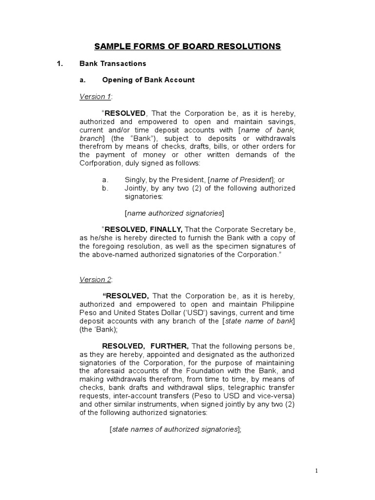 Sample Forms For Board Resolutions PDF Cashier's Check Cheque