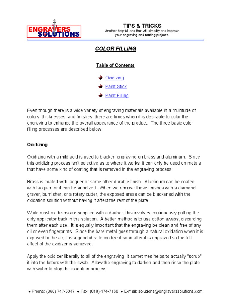 Engraving Color Filling Techniques | PDF