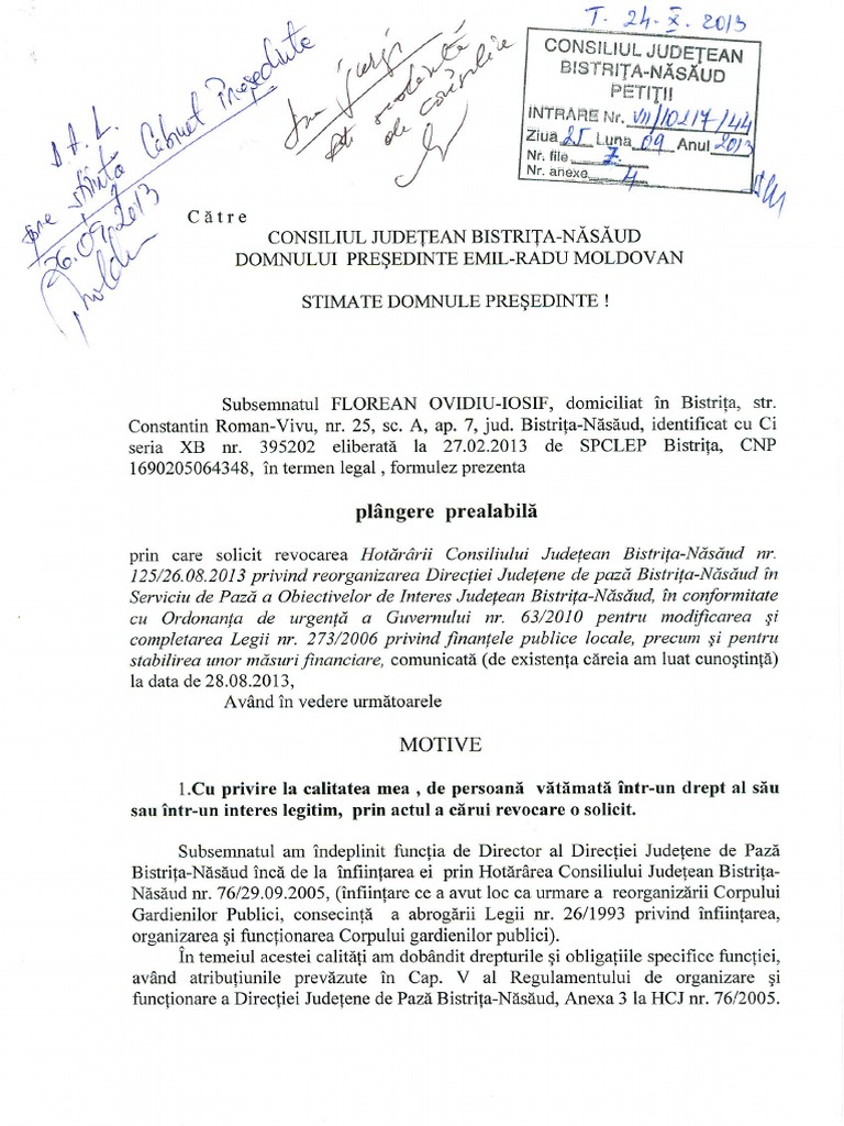 Plangere prealabila model