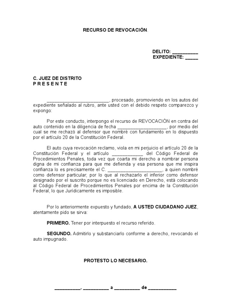Recurso de Revocación | PDF