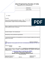 Biomedical Engineering Society of India: Application Form For Life Membership