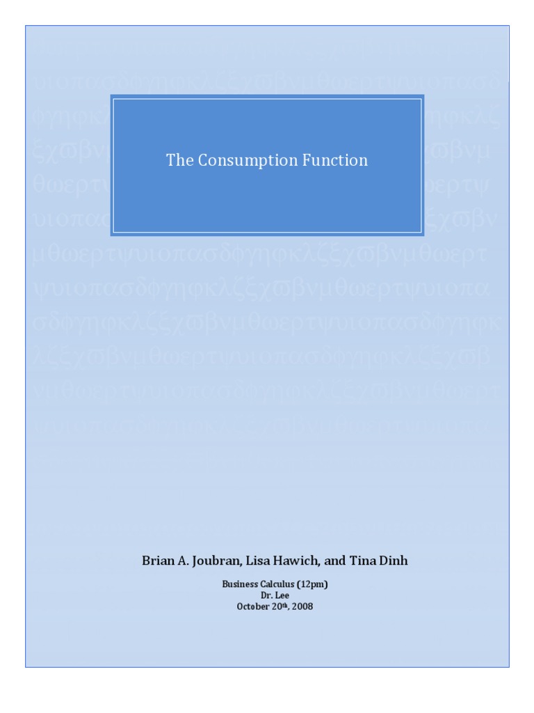 Understanding the Consumption Function | PDF | Keynesian Economics ...