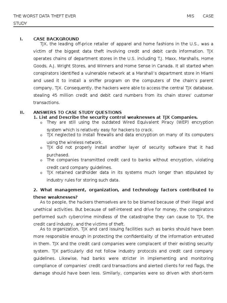 TJX Data Theft Case Study Analysis | PDF | Computer Security | Security