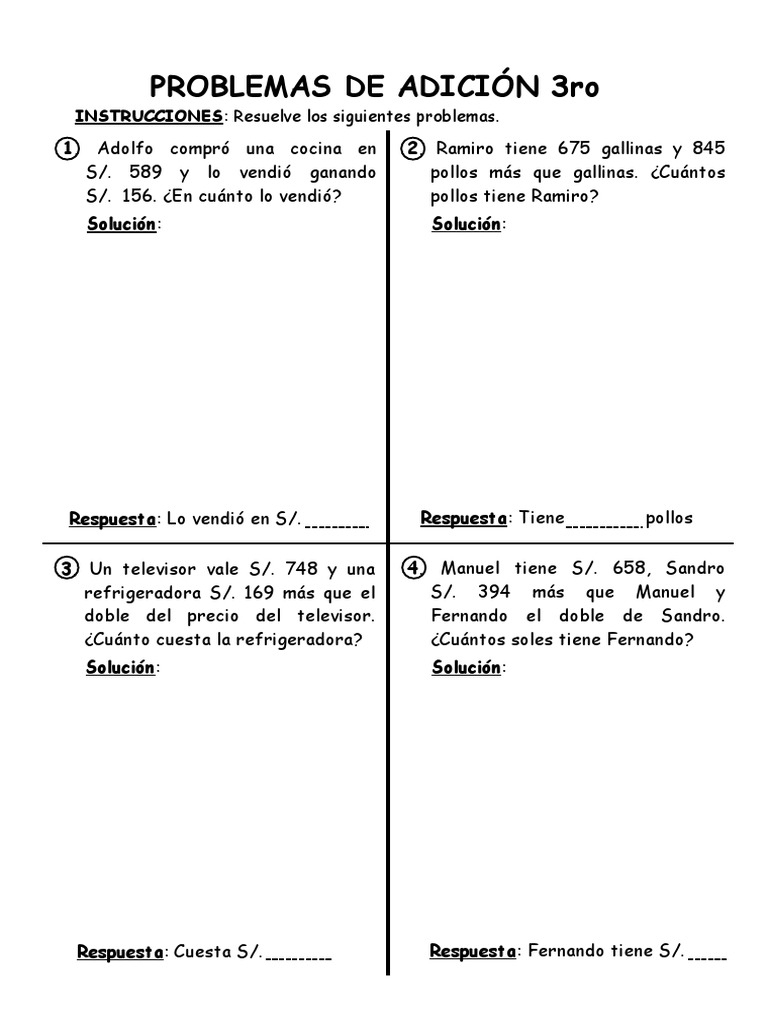 Ejercicios de Matematica de 3°grado de Primaria | PDF | Rectángulo ...