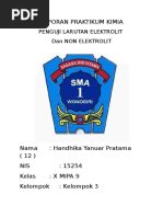 Laporan Praktikum Pengujian Larutan Elektrolit Dan Non Elektrolit