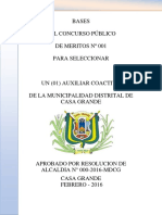 Bases Auxiliar Coactivo 2016 - Municipalidad Distrital de Casa Grande