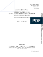 Indian Standard: Specification For Insulation Resistance Tester (Electronic Type)