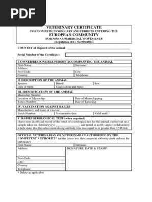 Pets Health Certificate