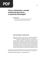 Bernard Lahore_ Viver e Interpretar o Mundo Social Para Que Serve o Ensino de Sociologia