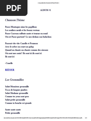 Les Paroles Des Chansons De Passe Partout Légumes Chats