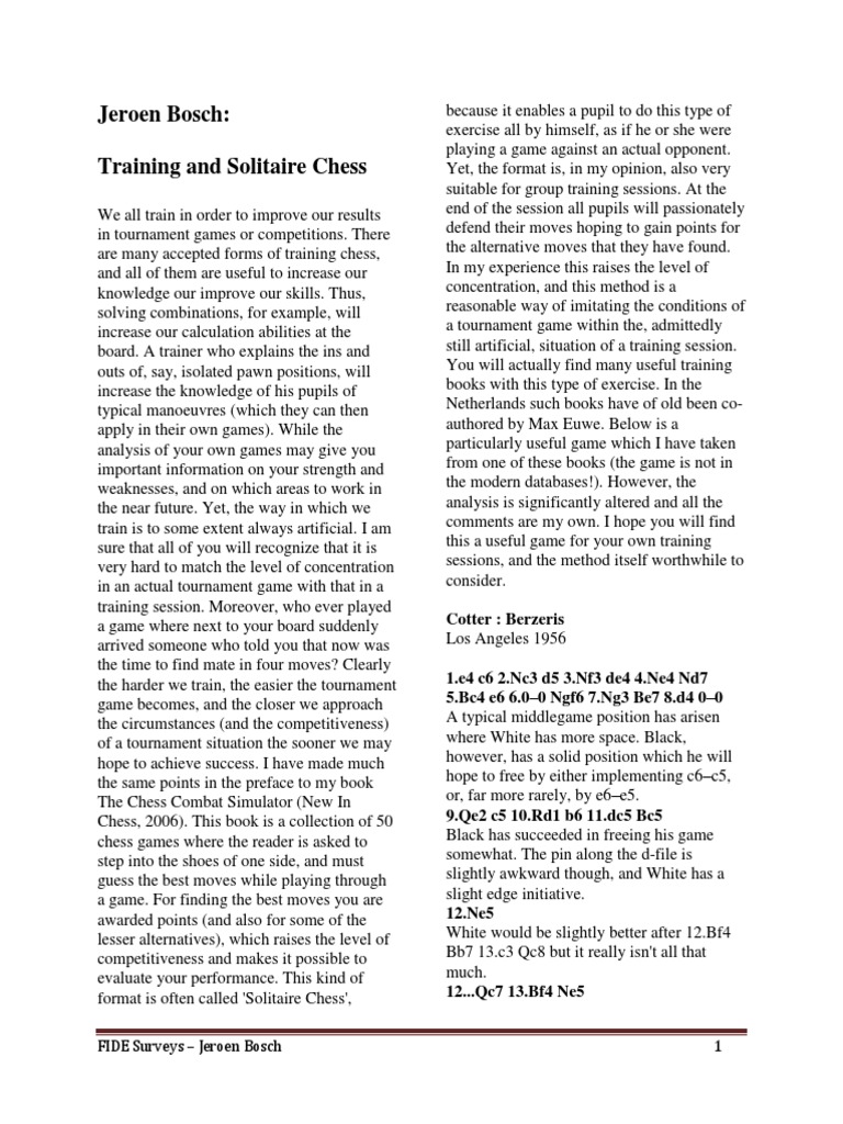 Training with Solitaire Chess | PDF | Games Of Mental Skill | Chess