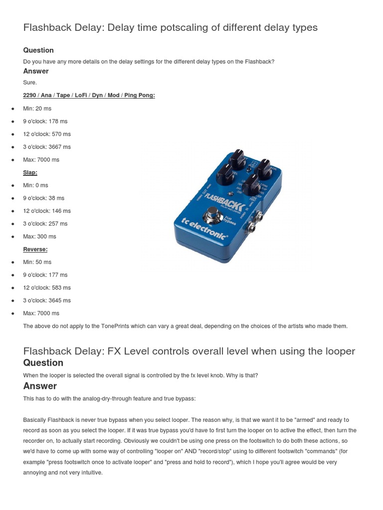 Flashback Delay Support | PDF | Audio Engineering | Electronics