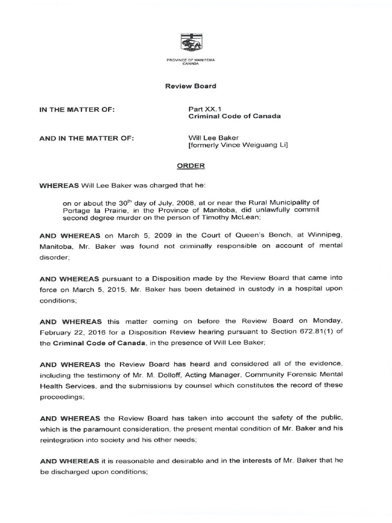 Review Board Order - Will Baker | PDF