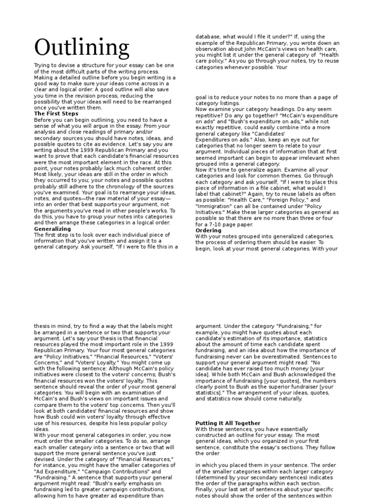 Outlining | PDF | Text | Writing