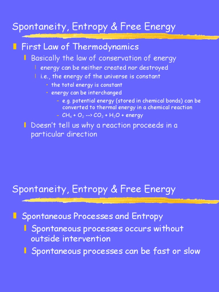 Spontaneity, Entropy, and Free Energy | PDF | Gibbs Free Energy | Entropy