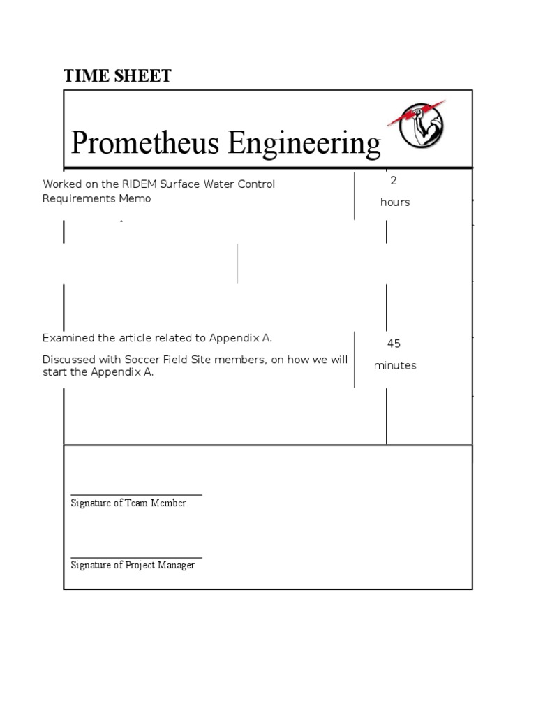 Prometheus Engineering: Time Sheet | PDF | Business