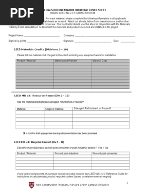 2009v2.2NC Doc Materials Submittal Cover Sheet