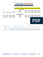 Section Wise Answersheet For Lic Aao Computers and Ga: WWW - Careerpower.in WWW - Careeradda.co - in