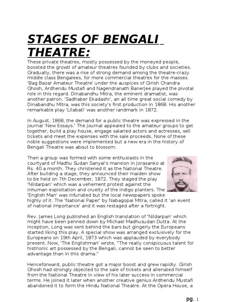 STAGES OF BENGALI THEATRE Bengal Theatre