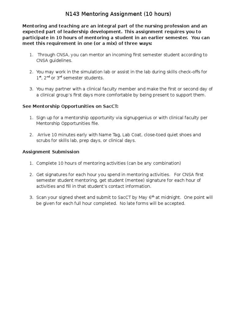 Nursing Mentoring Assignment Guide | PDF