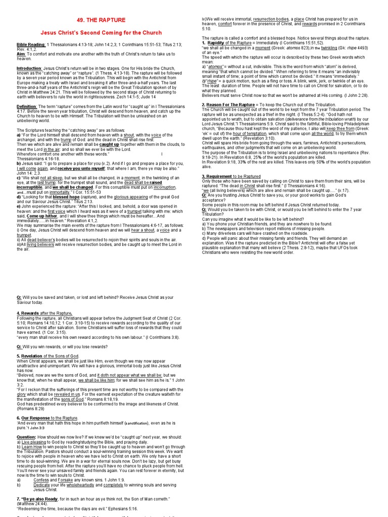 The Rapture. | PDF | Rapture | Great Tribulation