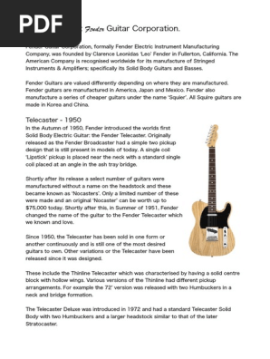 The History of Fender Guitars.
