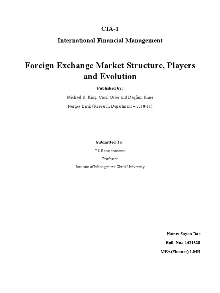 Foreign Exchange Market Structure Pdf Foreign Exchange Market