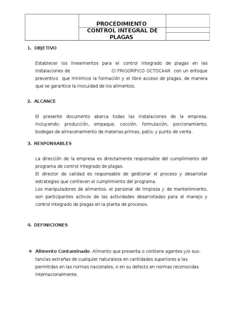 Protocolo de Control de Plagas Alimentarias | PDF | Rata | Plaga ...