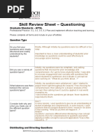 Skill Review Sheet - Questioning: Graduate Standards - AITSL