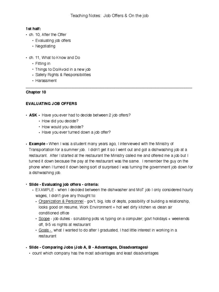 Evaluating Job Offers and Salaries | PDF | Salary | Employment