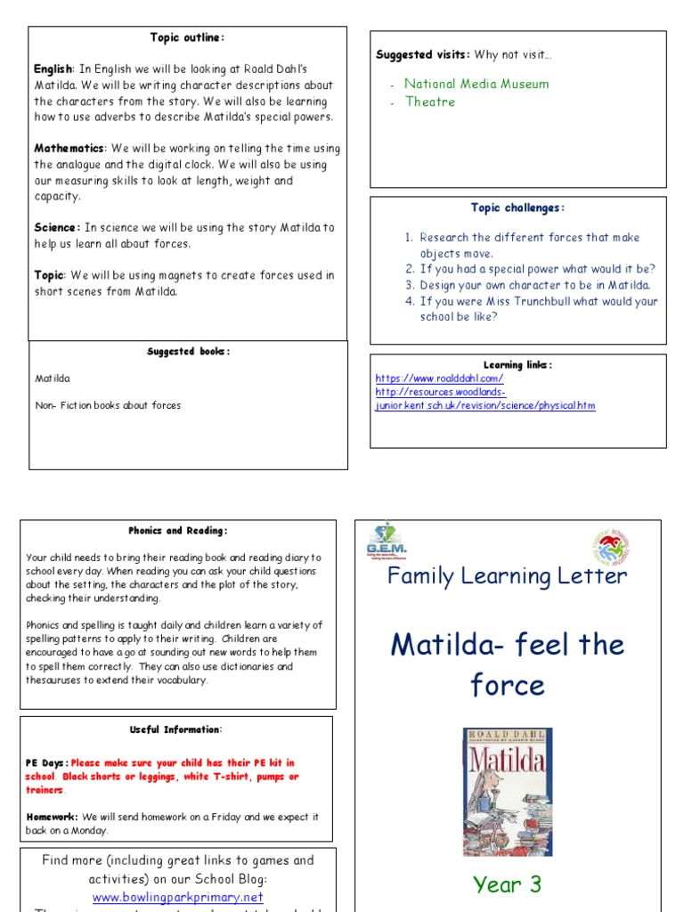 Matilda Learning Activities for Year 3 | PDF