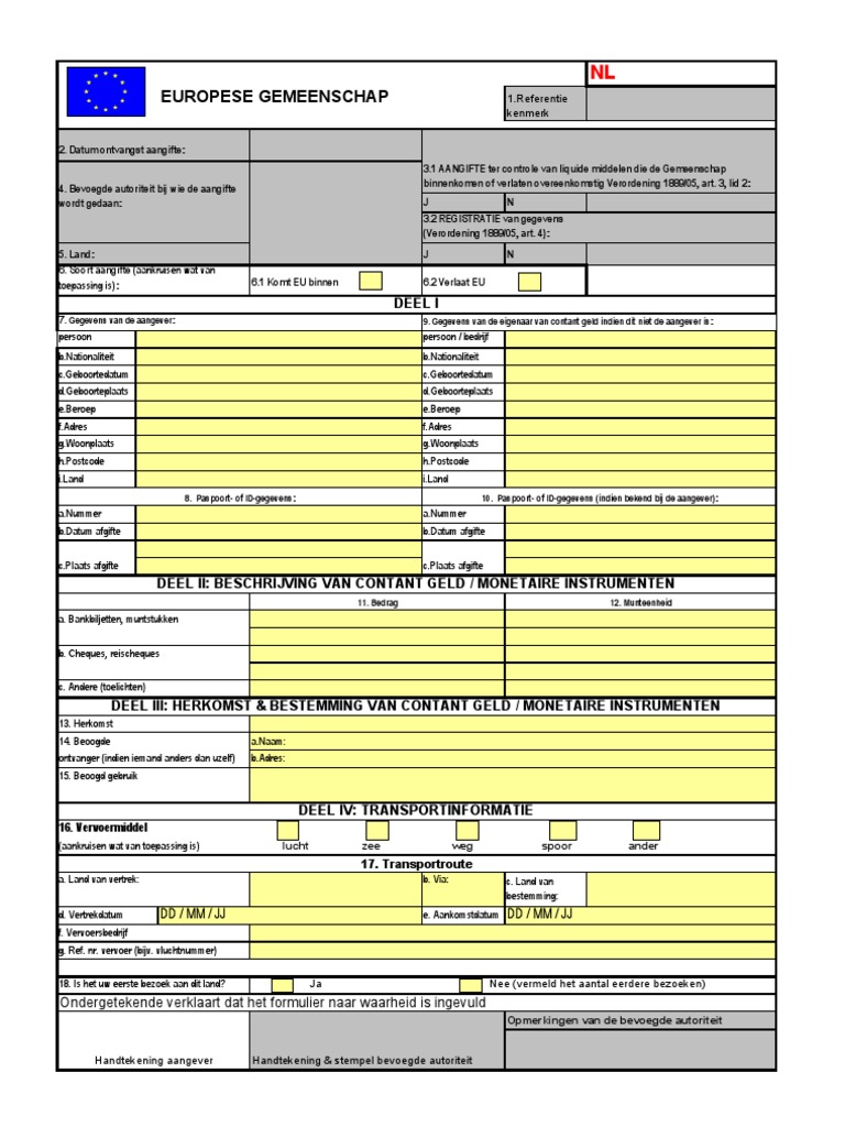 Declaration Form Nl Uniform Crime Reports Passport