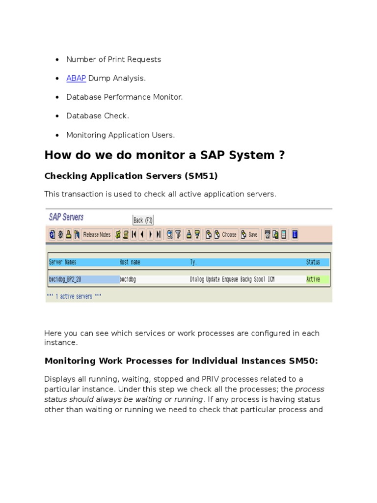 How Do We Do Monitor A SAP System ?: Checking Application Servers (SM51 ...