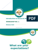 Introduction To Research Methods: Workshop No. 1