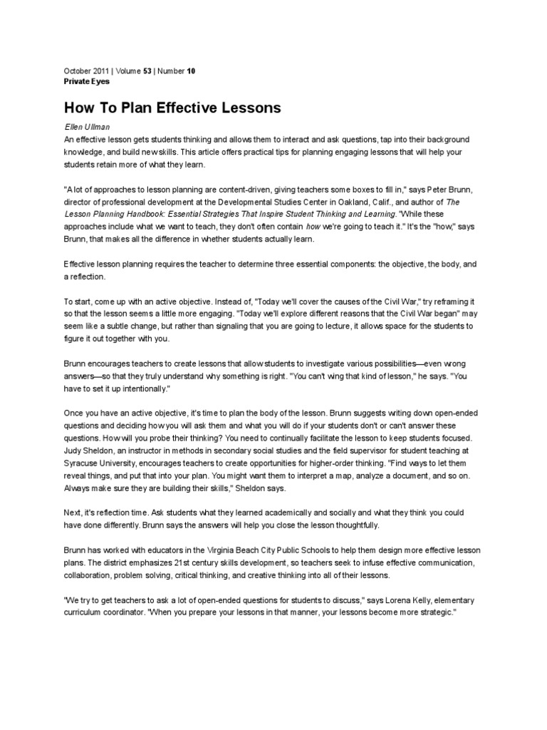 Effective Lesson Planning Strategies | PDF | Lesson Plan | Teaching Method