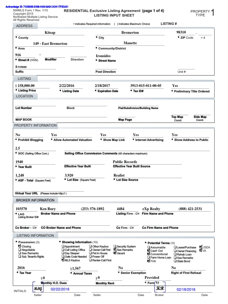 form-1-residential-listing-input-sheet-property-law-real-estate-law