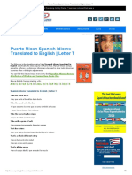 Puerto Rican Spanish Idioms Translated To English - Letter T