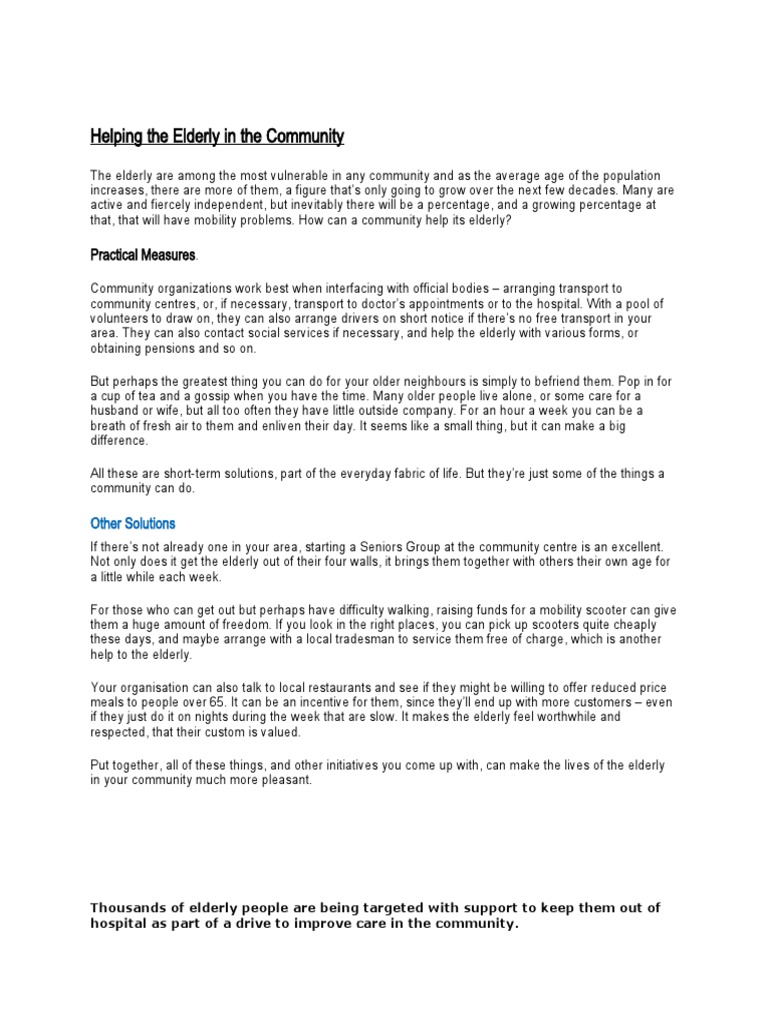 Community Support for the Elderly | PDF | National Health Service ...